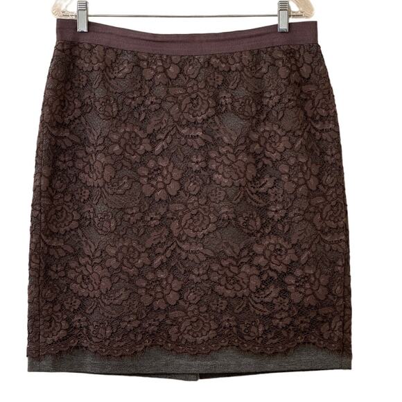 Ann Taylor LOFT Gray and Brown Lace Straight Pencil Skirt Size 12 - Picture 1 of 8